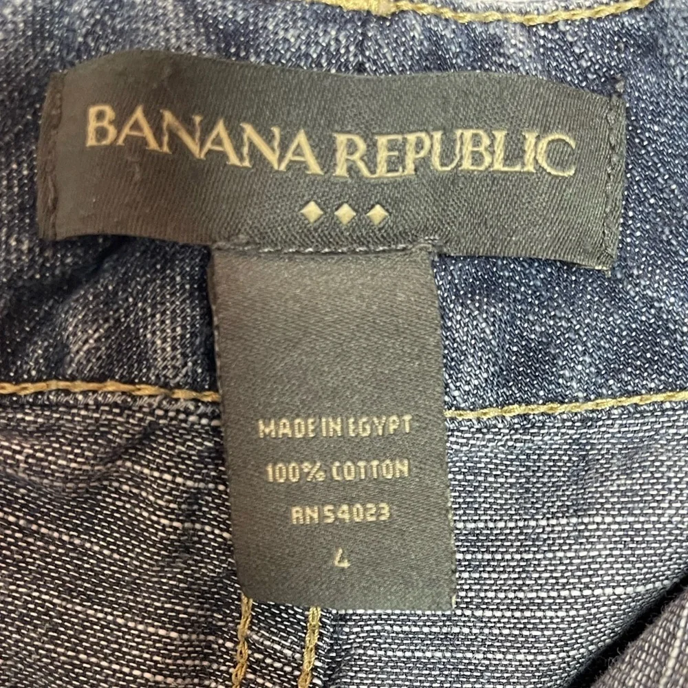 Vintage Banana Republic Asymmetrical Hem Line Cargo Denim Skirt Y2K Size 4 - Picture 6 of 9